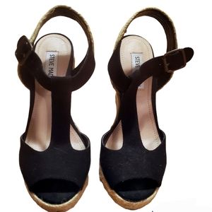 Steve Madden Black & Tan Wedges 6 1/2